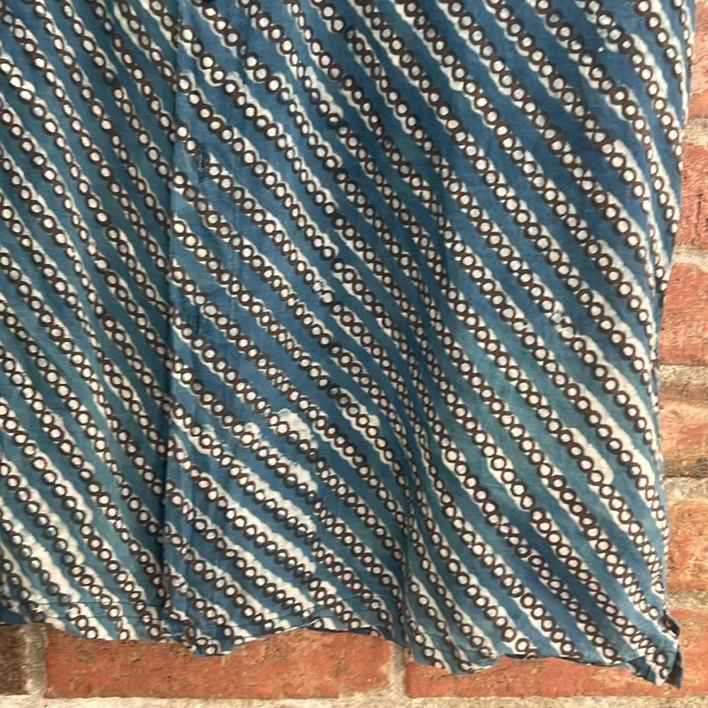 Anokhi Blue Indian resist geometric stripe Men's size L Shirt - Picture 6 of 7